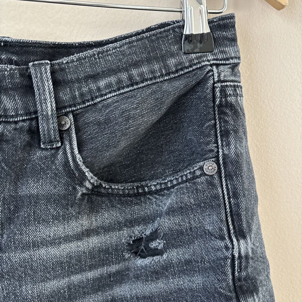 American Eagle Women's Black Denim Highest Waist '90s Boyfriend Shorts Size 6 - Picture 5 of 8